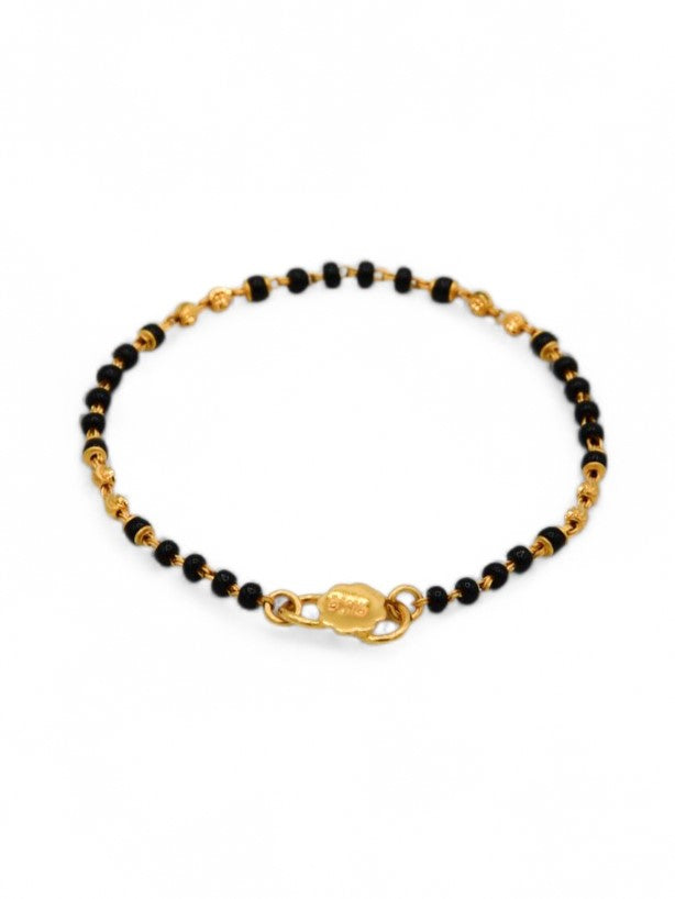 22ct Gold Ball Black Beads Baby Bracelet