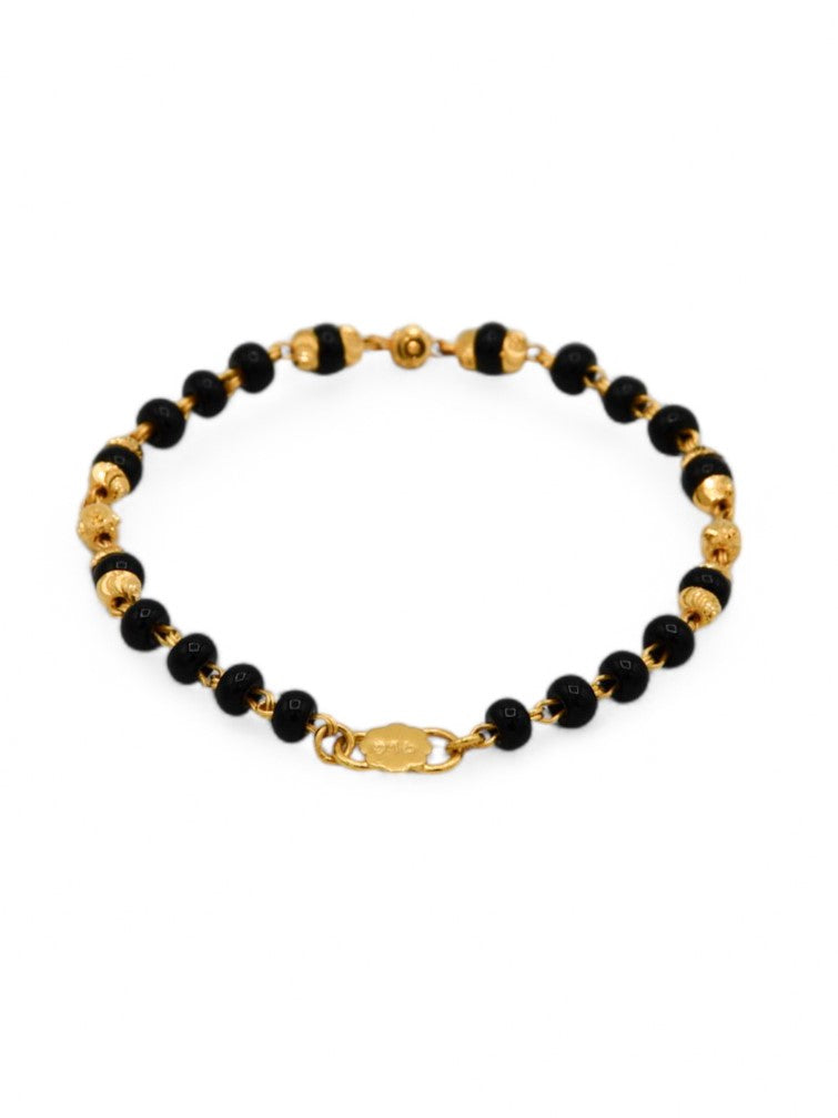 22ct Gold Ball Black Beads Baby Bracelet