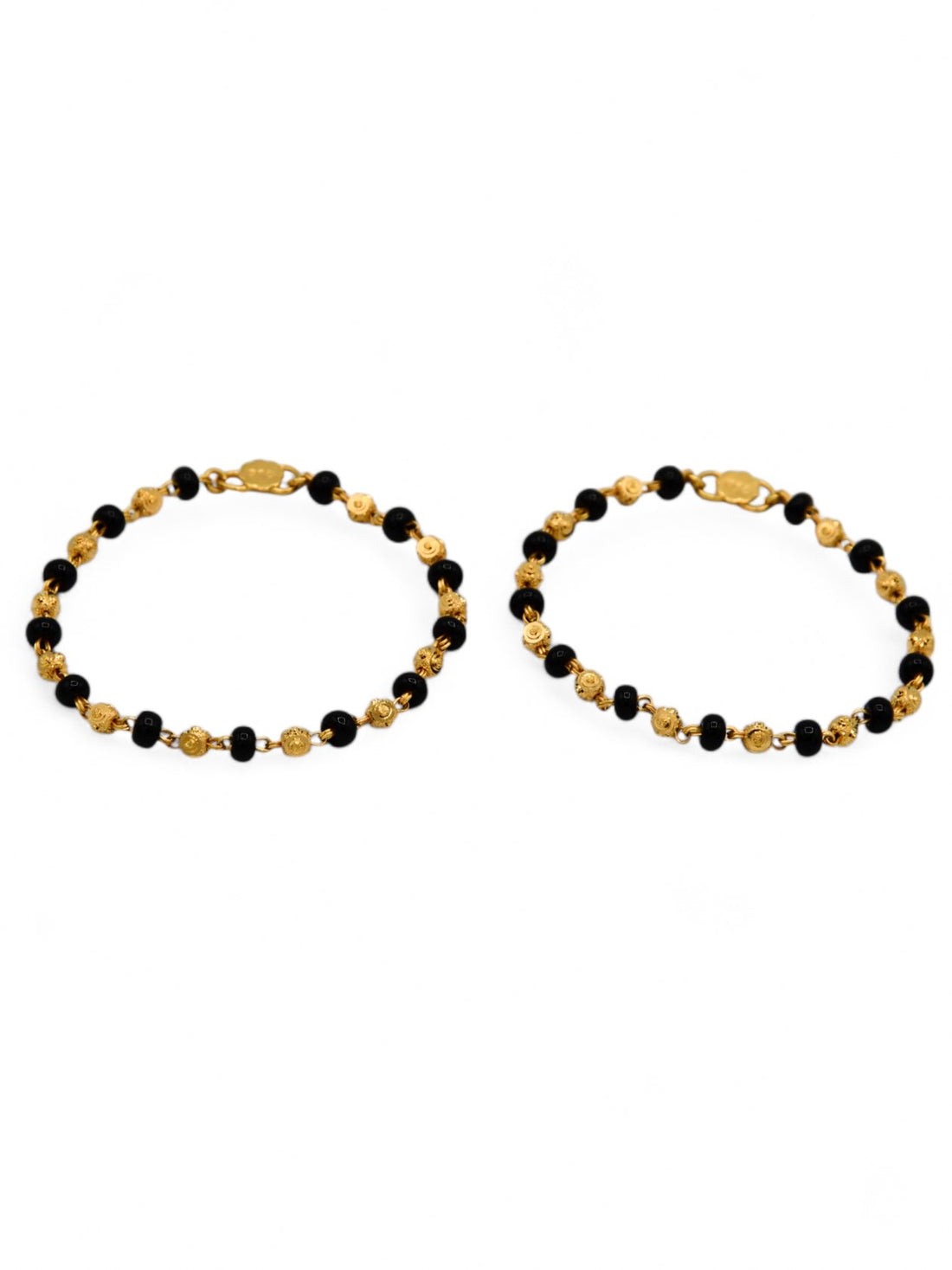 22ct Gold Ball Black Beads Baby Bracelet