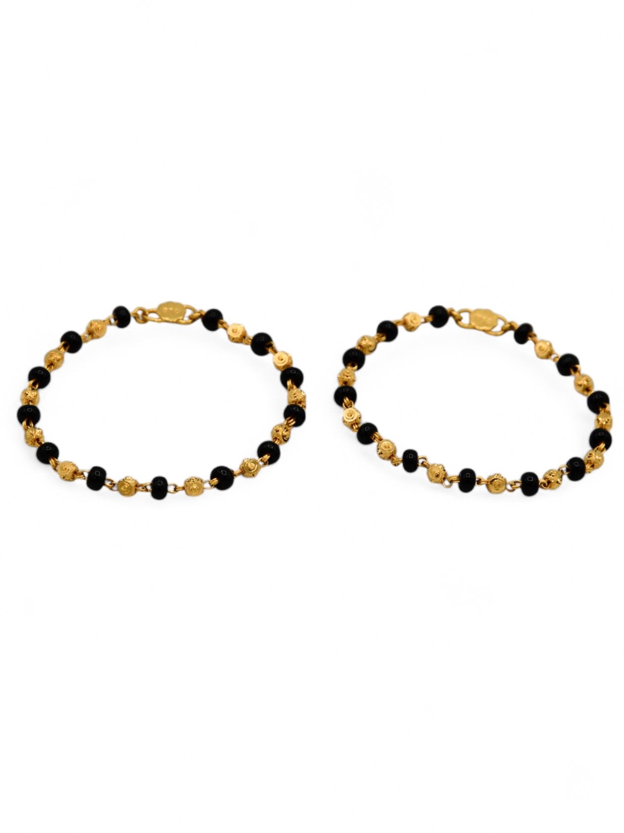 22ct Gold Ball Black Beads Baby Bracelet