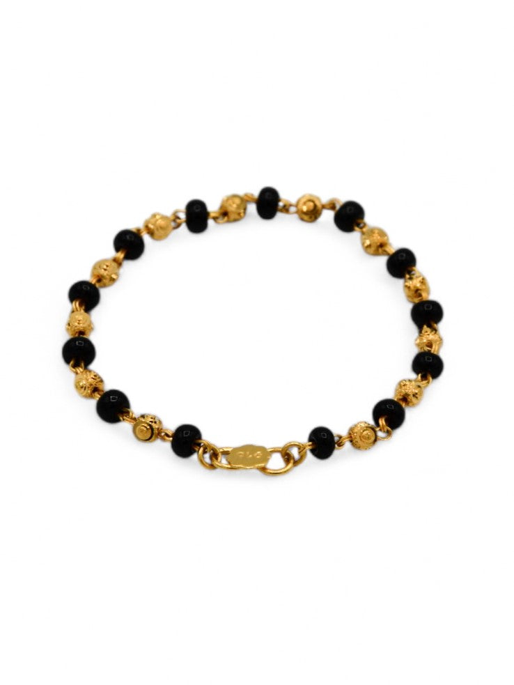 22ct Gold Ball Black Beads Baby Bracelet