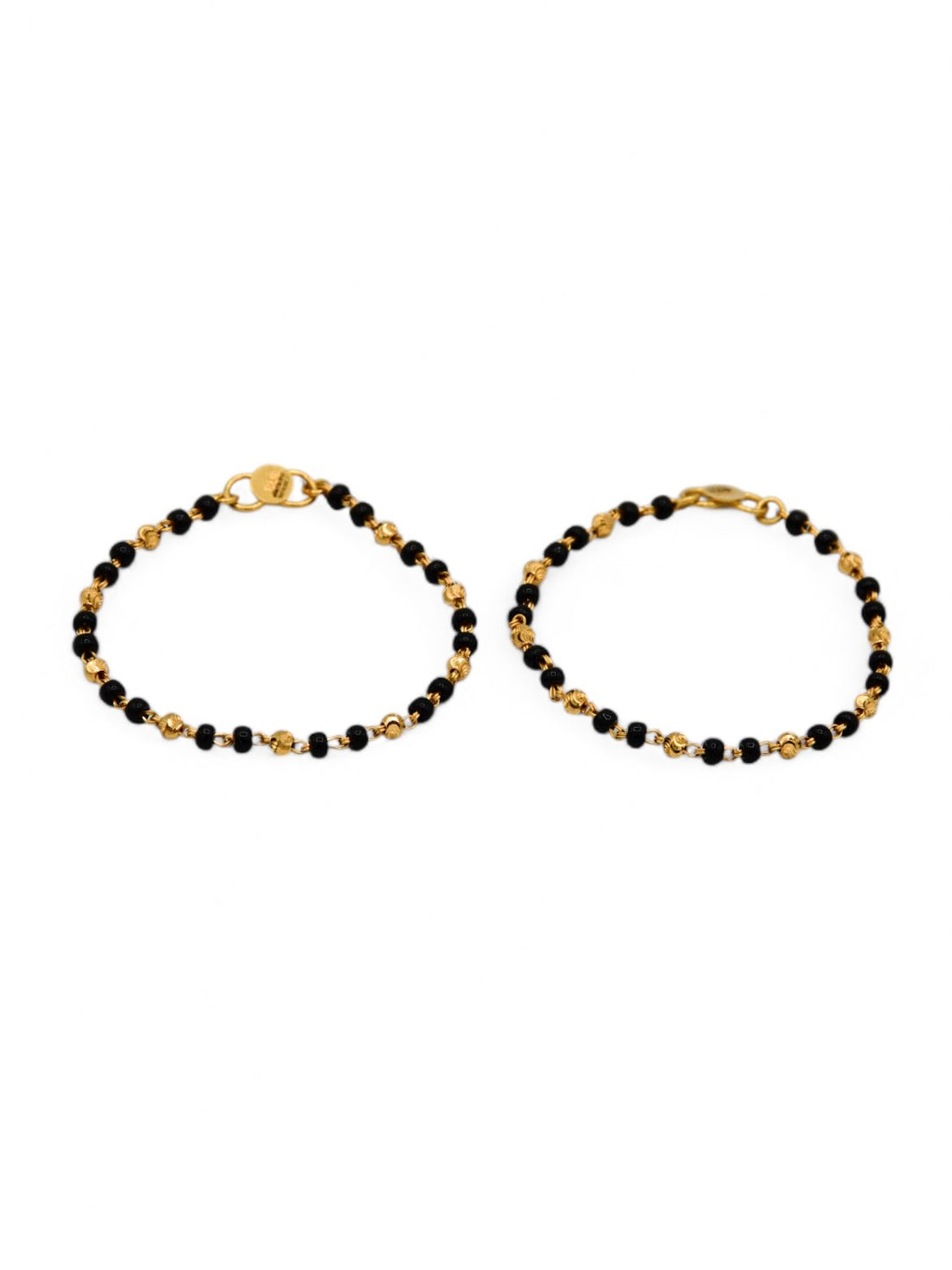 22ct Gold Ball Black Beads Baby Bracelet