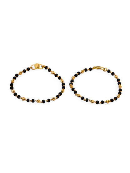 22ct Gold Ball Black Beads Baby Bracelet