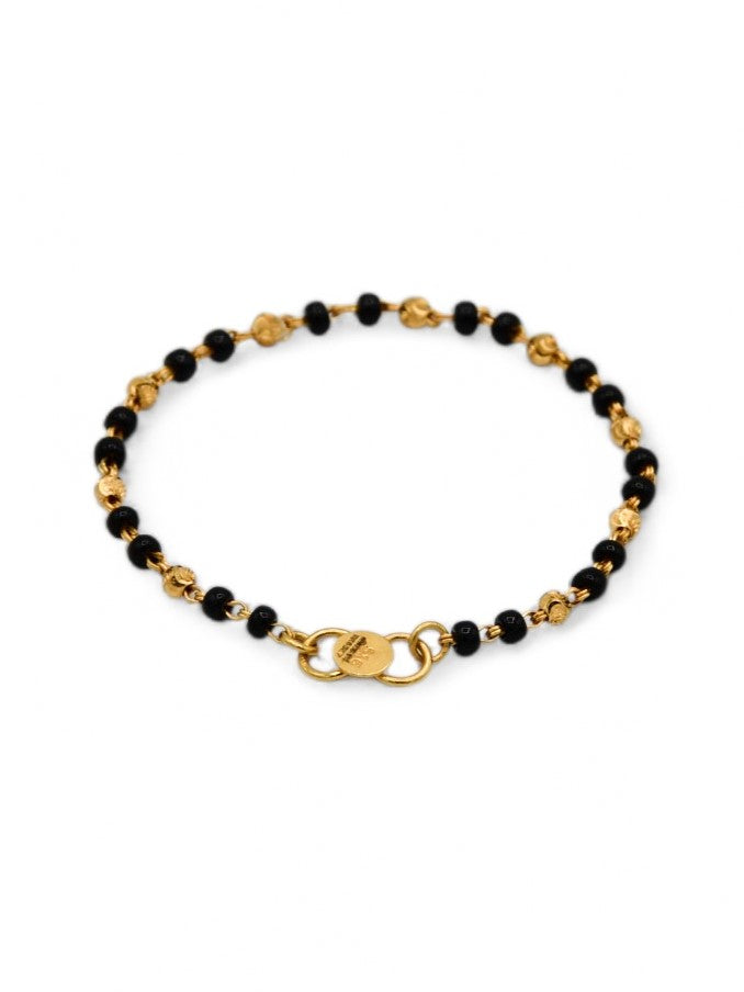 22ct Gold Ball Black Beads Baby Bracelet