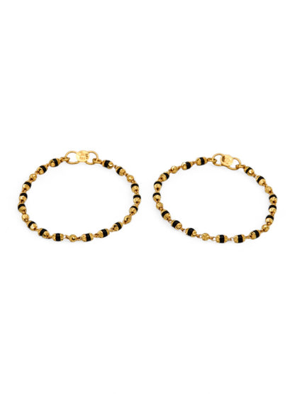 22ct Gold Ball Black Beads Baby Bracelet