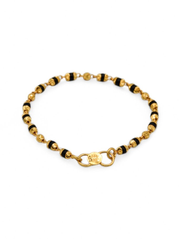 22ct Gold Ball Black Beads Baby Bracelet