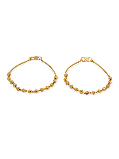 22ct Gold Ball Pair Baby Bracelet