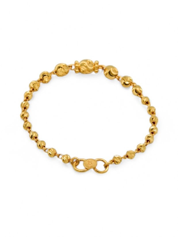 22ct Gold Ball Pair Baby Bracelet