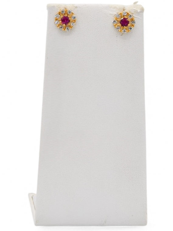 22ct Gold Pink CZ Necklace Set