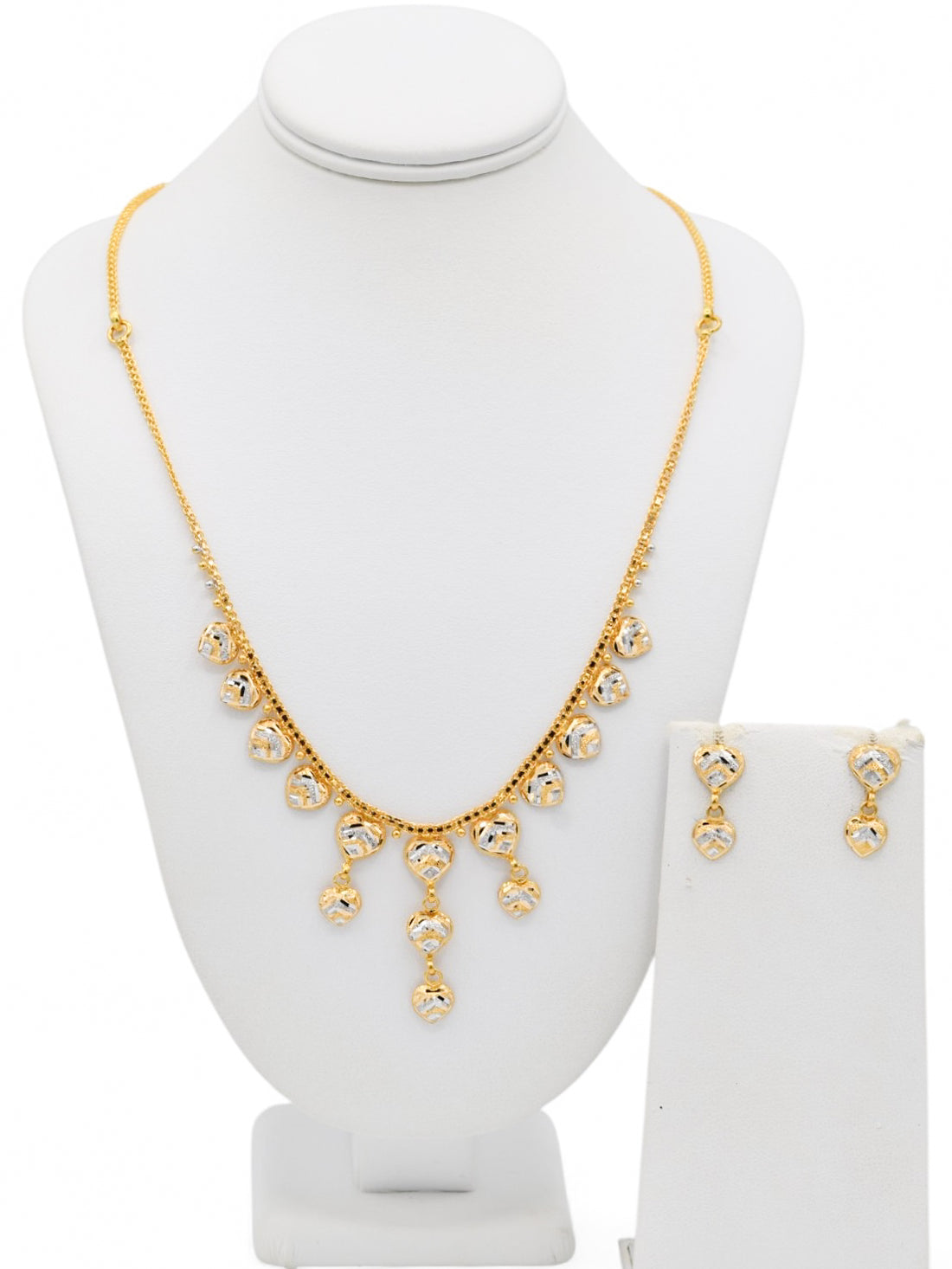 22ct Gold Two Tone Heart Necklace Set