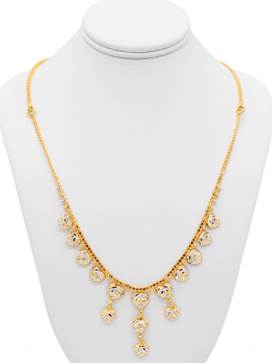 22ct Gold Two Tone Heart Necklace Set