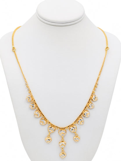22ct Gold Two Tone Heart Necklace Set