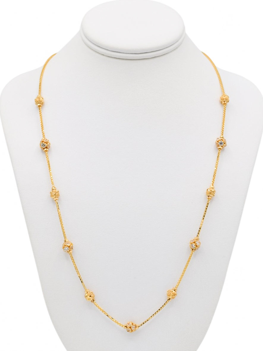 22ct Gold CZ Ball Necklace Set