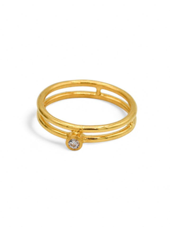 22ct Gold CZ Ladies Ring