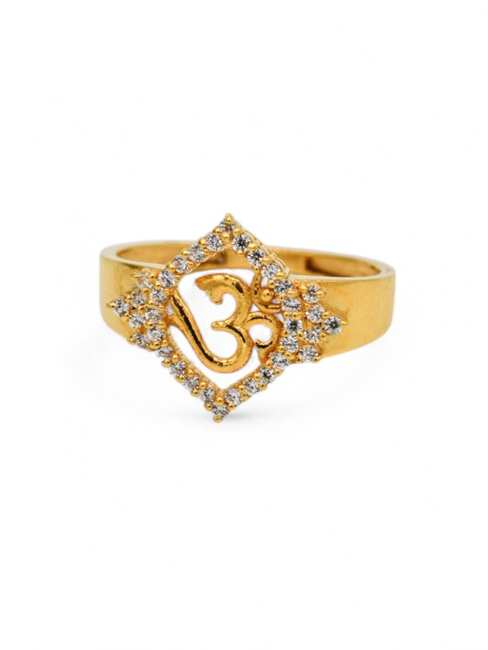 22ct Gold CZ Om Ladies Ring