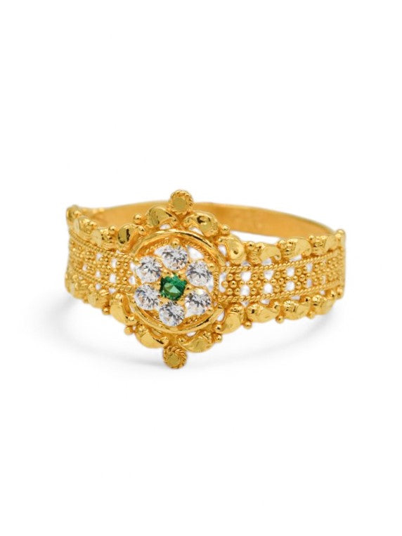 22ct Gold Green CZ Ladies Ring