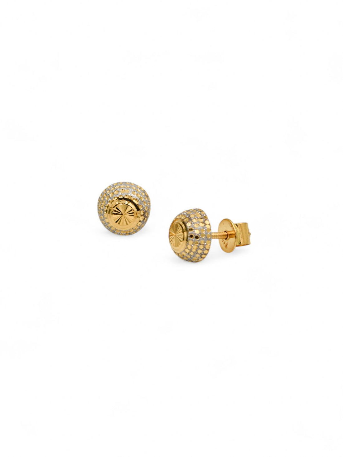 22ct Gold Two Tone Ball Stud Earrings