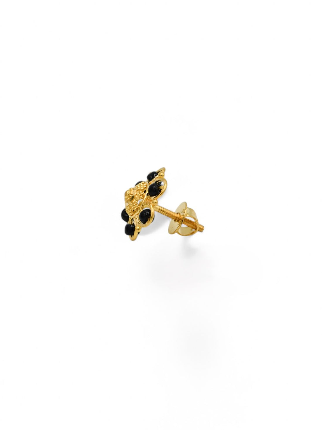 22ct Gold Black Beads Stud Earrings