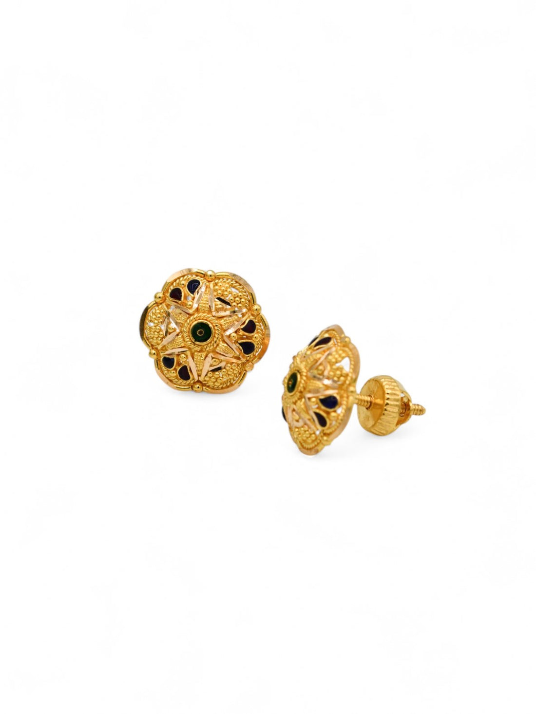 22ct Gold Minakari Stud Earrings