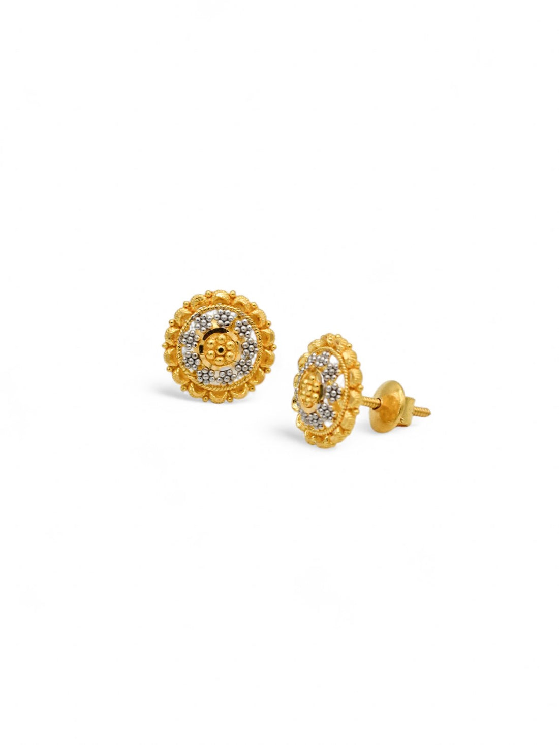 22ct Gold Two Tone Stud Earrings