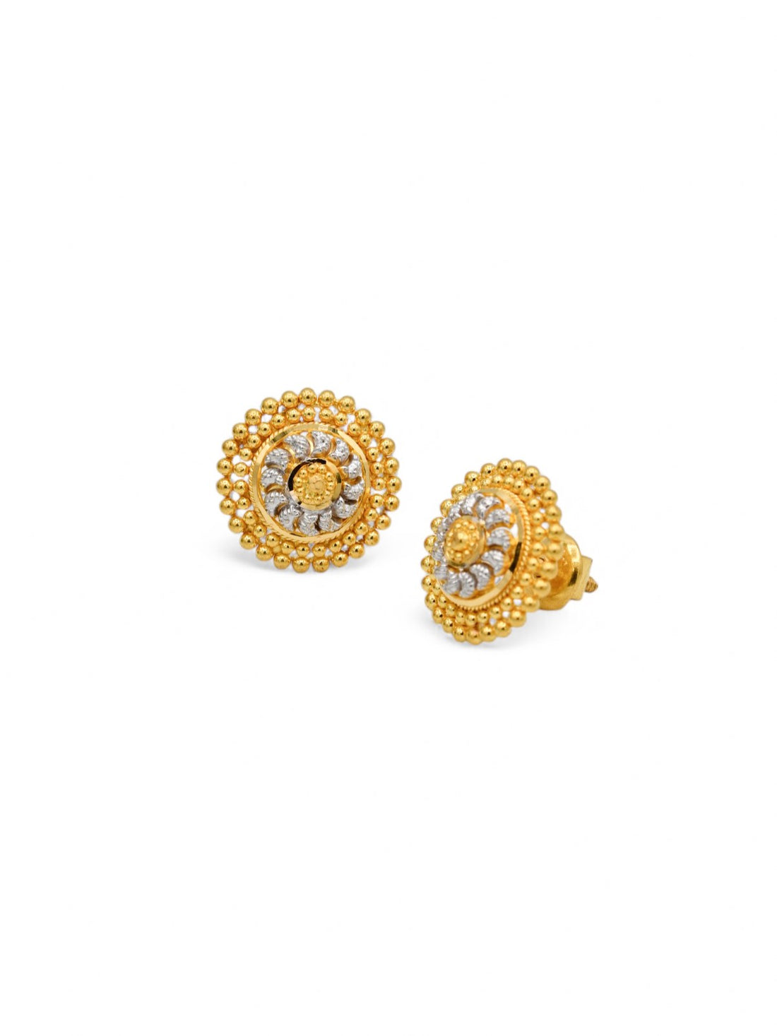 22ct Gold Two Tone Stud Earrings