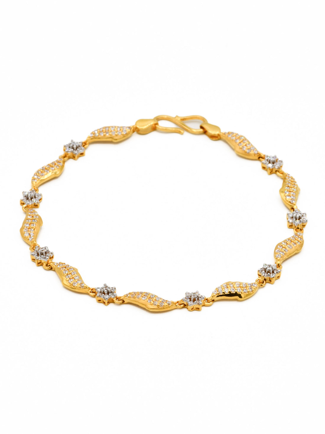 22ct Gold Two tone CZ Ladies Bracelet - Roop Darshan