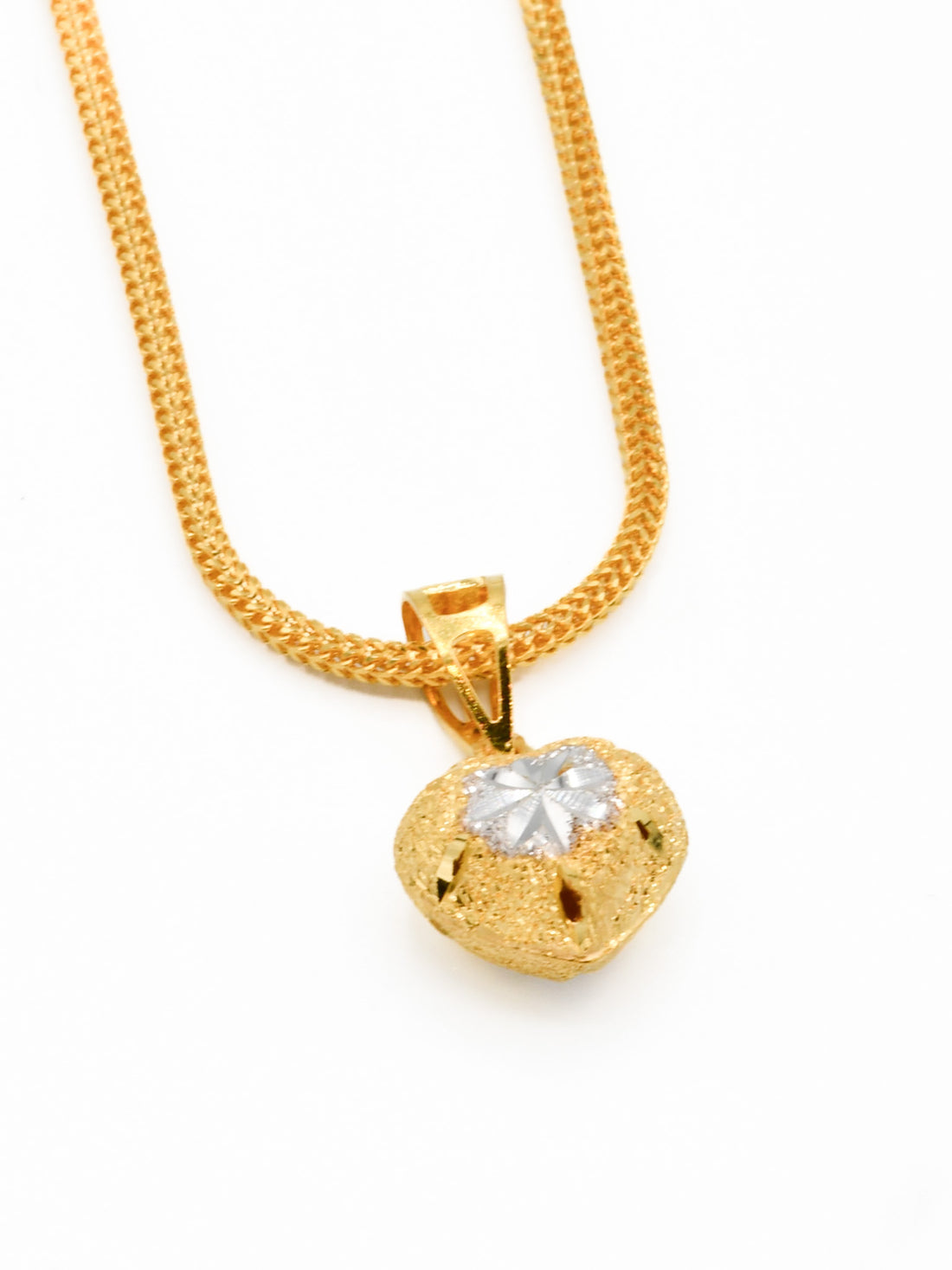 22ct Gold Two Tone Heart Pendant - Roop Darshan