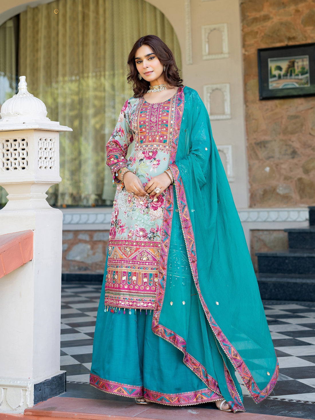 Pinky Palazzo Suit - Roop Darshan