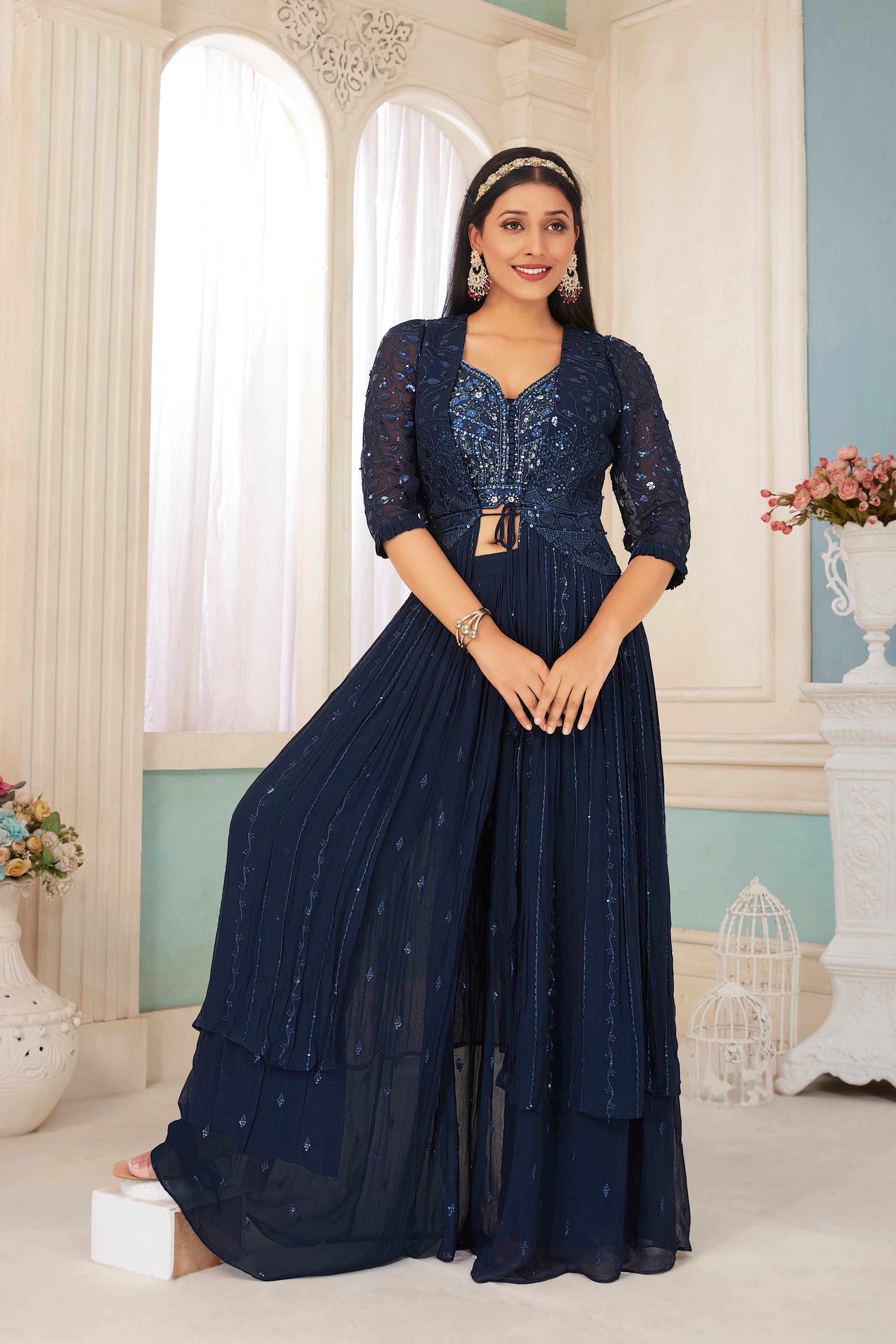 Malani Palazzo Suit With Jacket - Roop Darshan