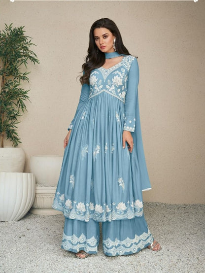 Karishma Rayon Embroidered Work Palazzo Suit - Roop Darshan