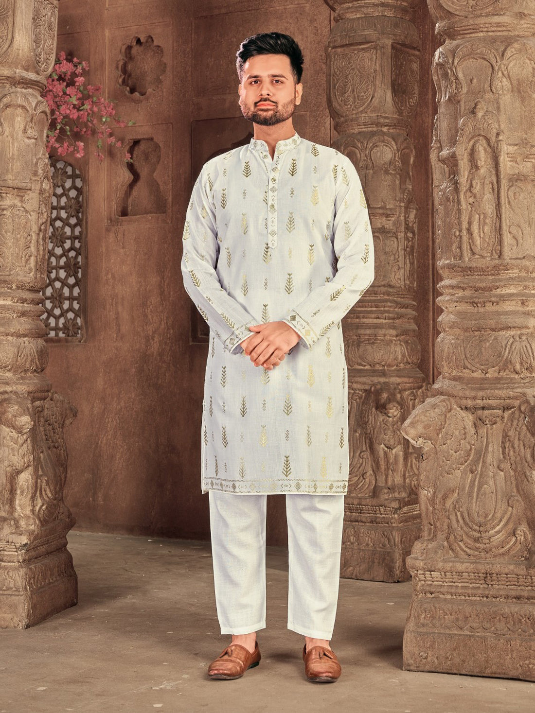 Mens Printed Kurta Set - Roop Darshan