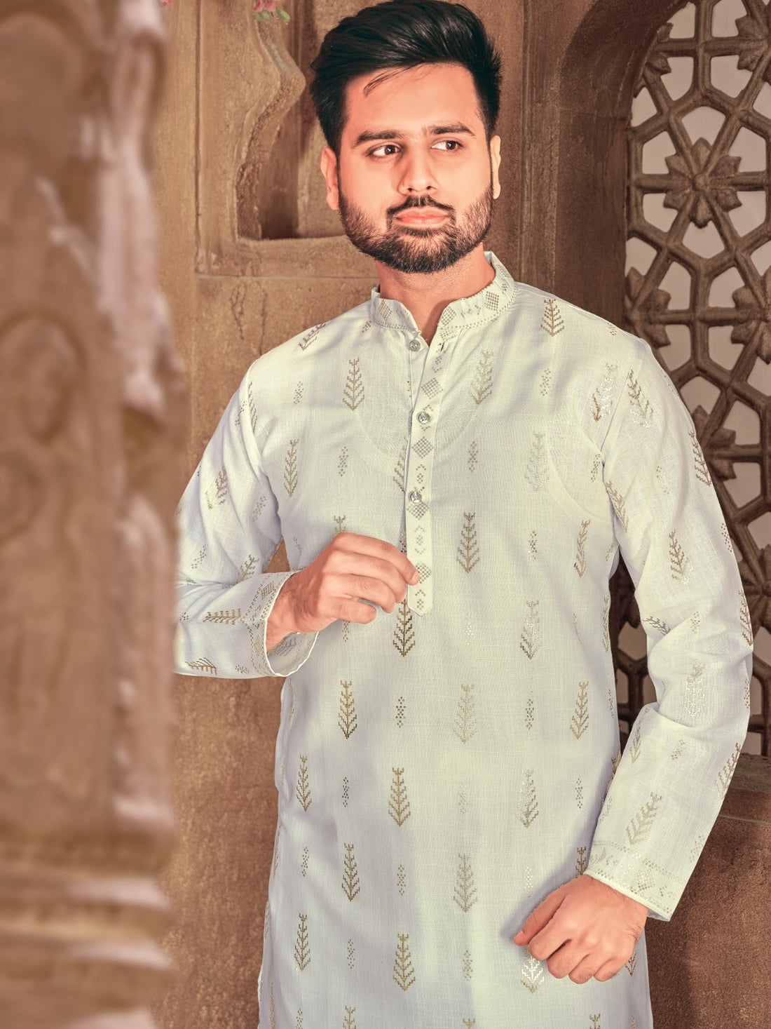 Mens Printed Kurta Set - Roop Darshan