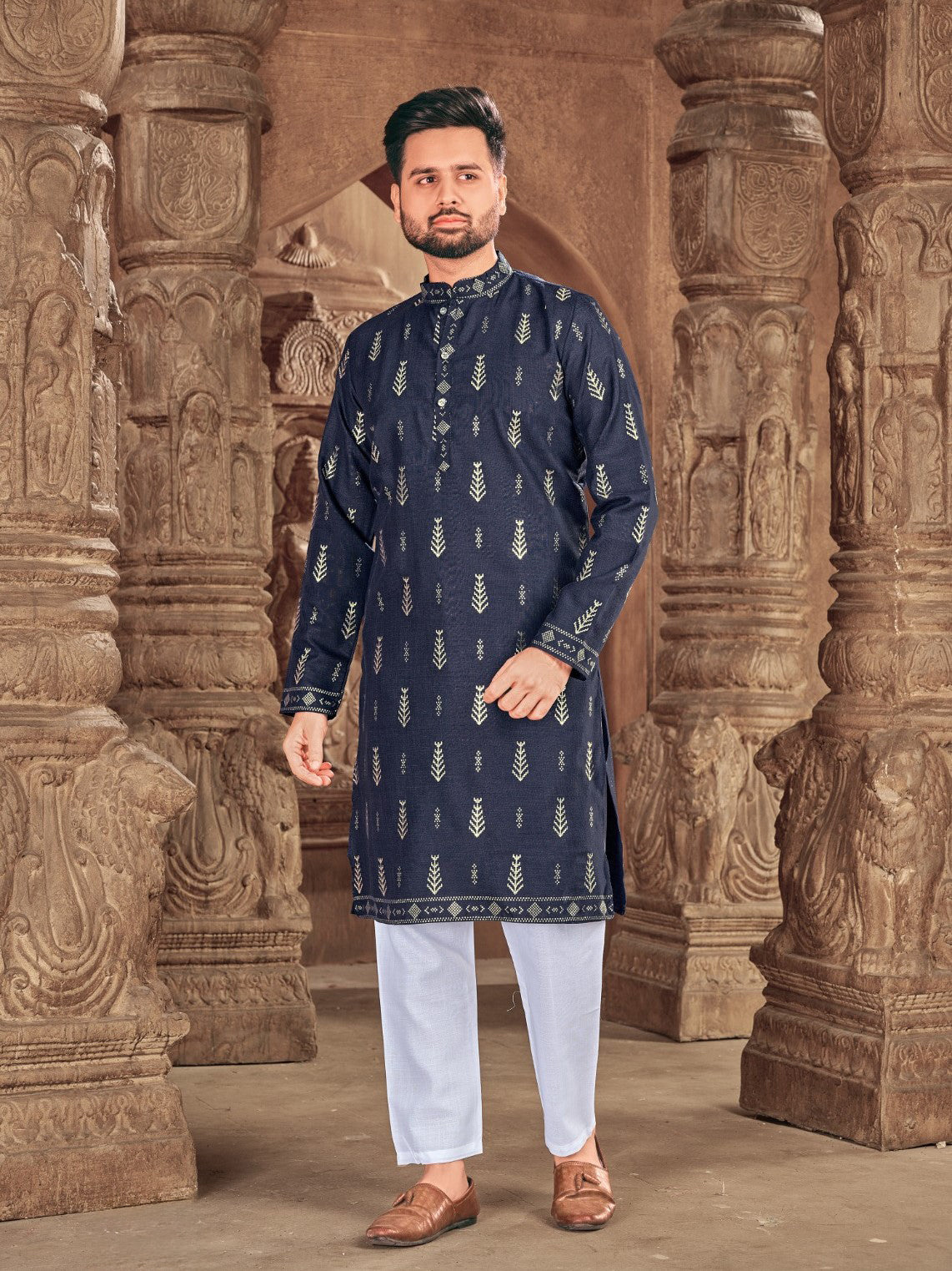 Mens Printed Kurta Set - Roop Darshan