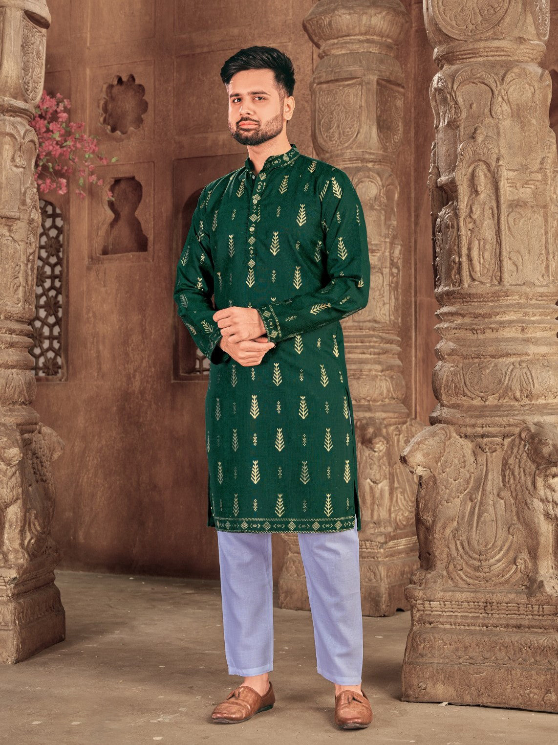 Mens Printed Kurta Set - Roop Darshan