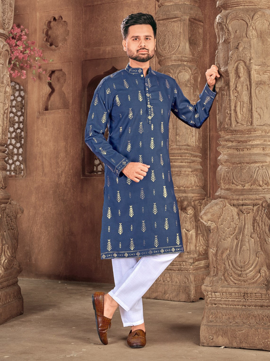 Mens Printed Kurta Set - Roop Darshan