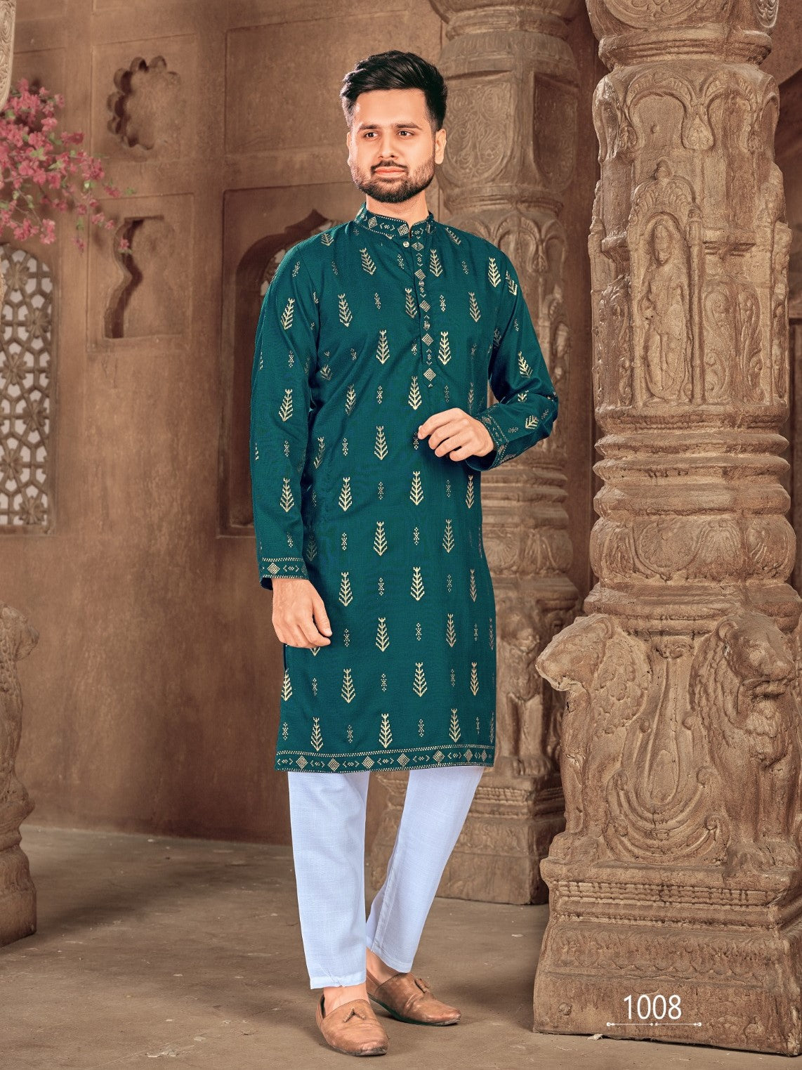 Mens Printed Kurta Set - Roop Darshan