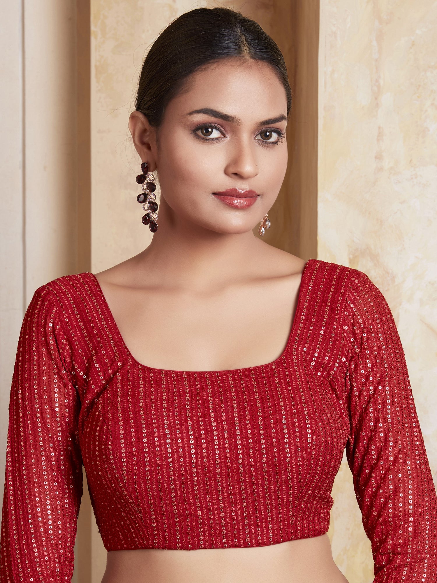 Georgette Sequence Work Saree Blouse - Roop Darshan
