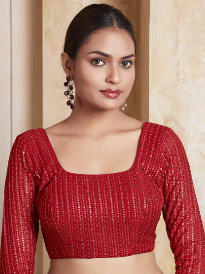 Georgette Sequence Work Saree Blouse - Roop Darshan