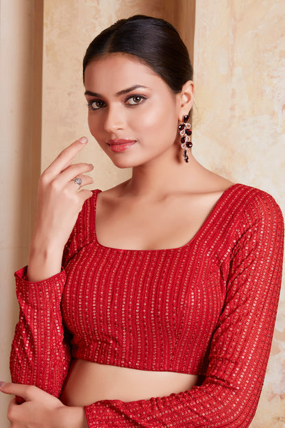 Georgette Sequence Work Saree Blouse - Roop Darshan