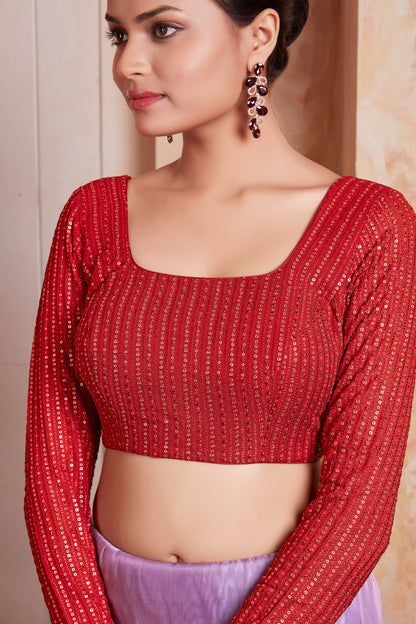Georgette Sequence Work Saree Blouse - Roop Darshan