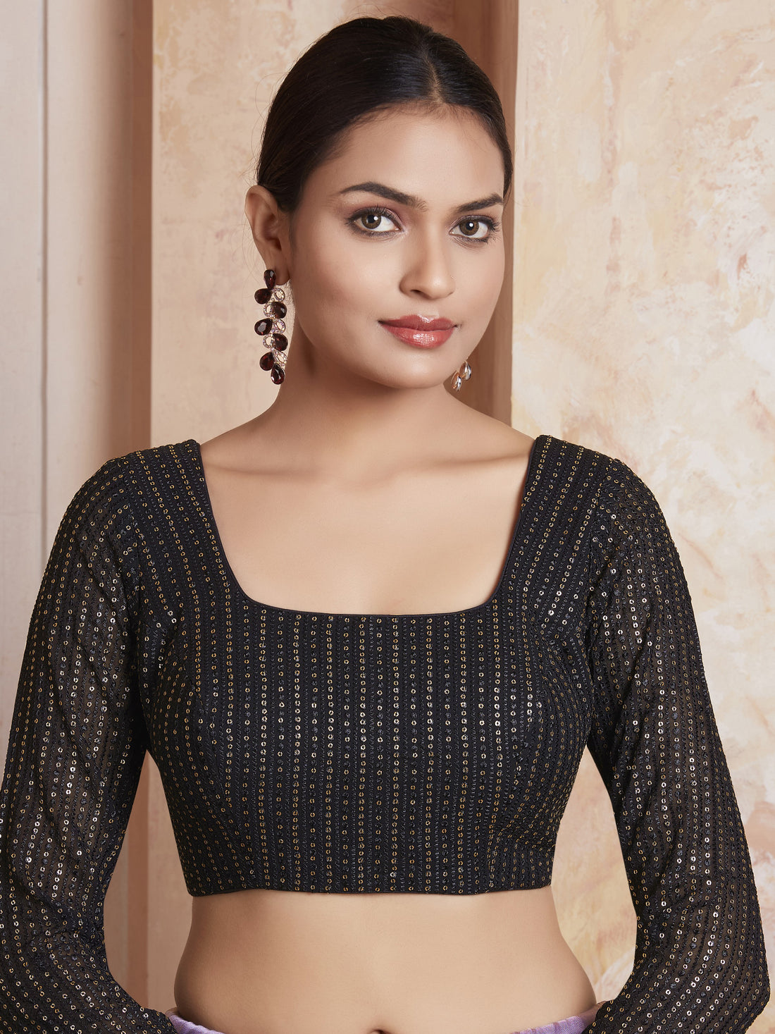 Georgette Sequence Work Saree Blouse - Roop Darshan