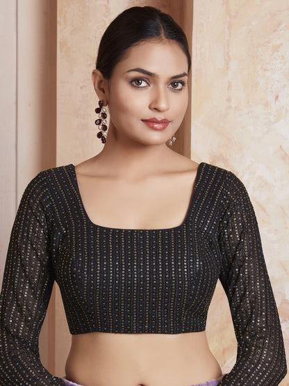 Georgette Sequence Work Saree Blouse - Roop Darshan