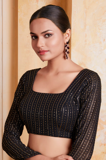 Georgette Sequence Work Saree Blouse - Roop Darshan
