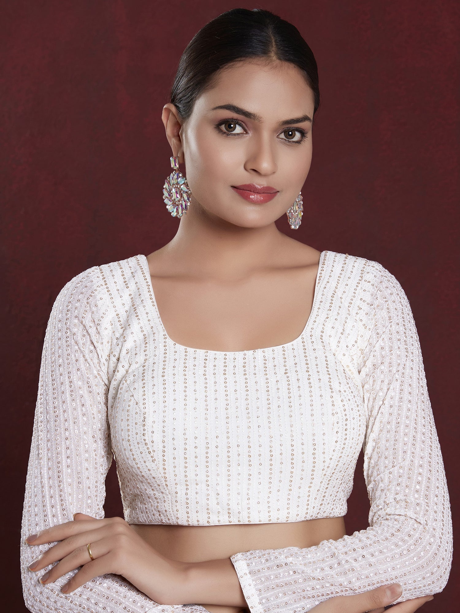 Georgette Sequence Work Saree Blouse - Roop Darshan