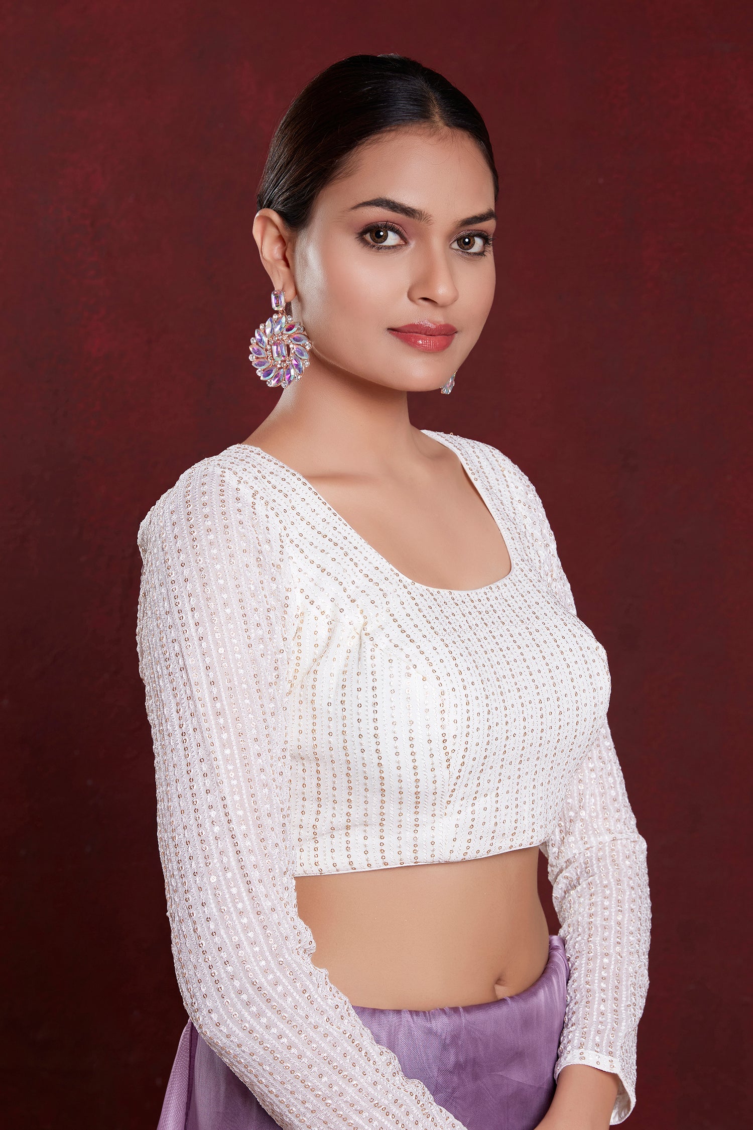 Georgette Sequence Work Saree Blouse - Roop Darshan