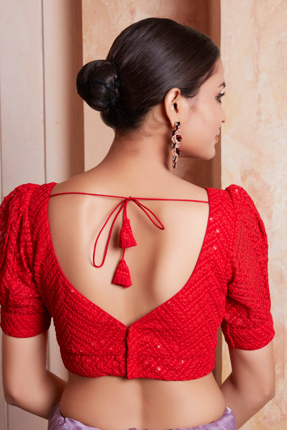 Georgette Sequence Saree Blouse - Roop Darshan