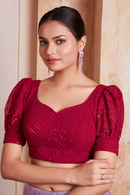 Georgette Sequence Saree Blouse - Roop Darshan