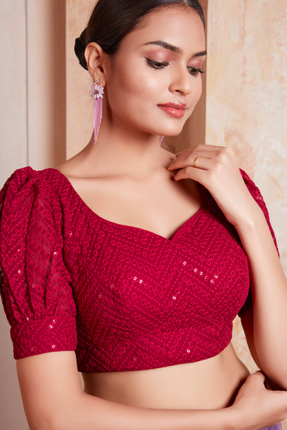 Georgette Sequence Saree Blouse - Roop Darshan