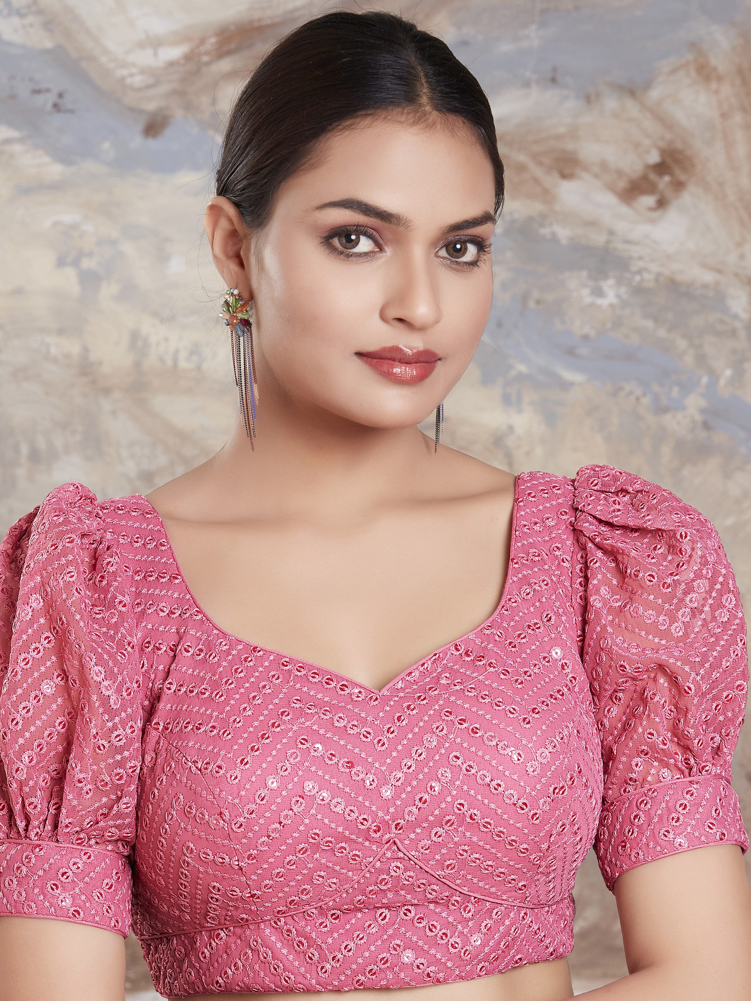 Georgette Sequence Saree Blouse - Roop Darshan