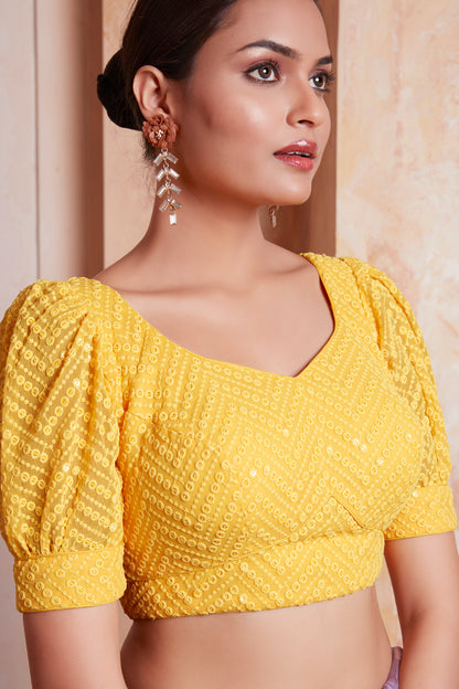 Georgette Sequence Saree Blouse - Roop Darshan